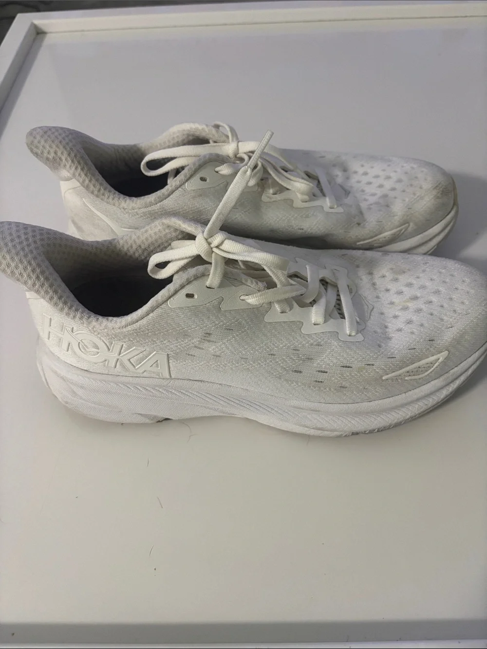 Hoka White Cushioned Running Sneakers